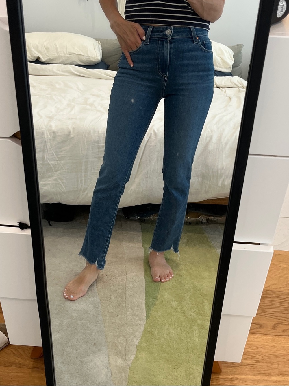 PAIGE Cindy high waisted straight leg Blue Denim Ankle Jeans 24